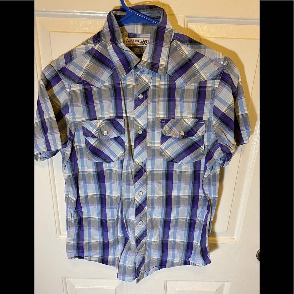 Urban purple checkered button down shirt